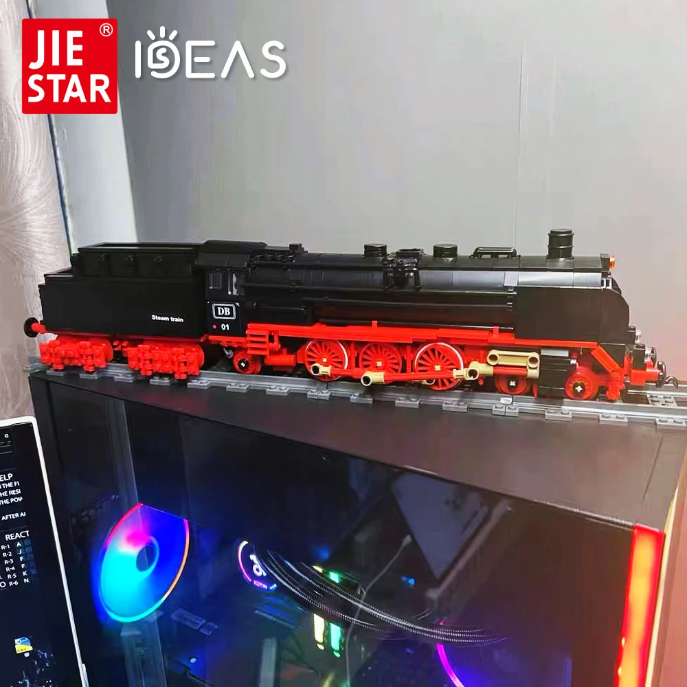 JIESTAR Creative Expert Ideas BRO1 Lecomotive Steam Train Railway Express Brick Moc Modular Technical Model Building Block 59004
