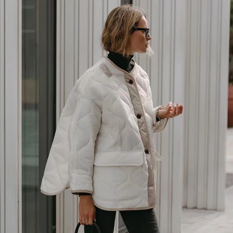 Ardm Fashion Boxy Oversized Silhouette Green Casaco Feminino2021 Contrast Piping And Trim Flap Front Pockets Winter Jacket Women