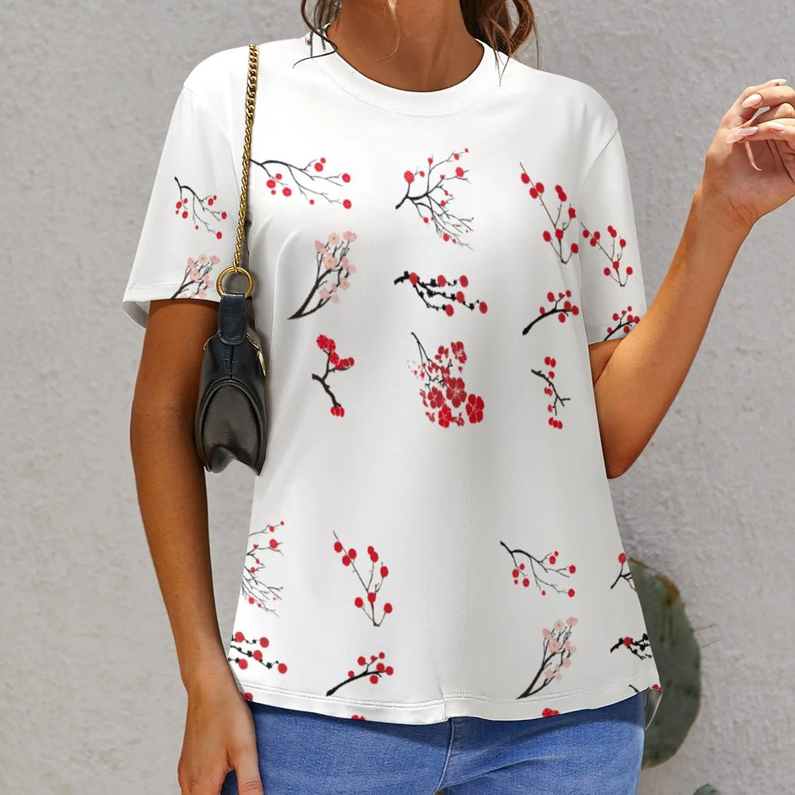 

Tshirt Koi Carp Fish Couple Swimming with Cherry Blossom Sakura Branch Culture Graphic Fitness USA Size top Quality