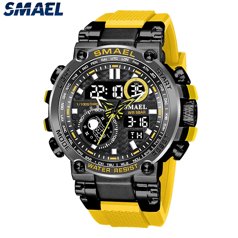 

Sport Watches SMAEL Luminous Digital Dual Time Display 50M Water Resistant Stopwatch Timing Alarm Clock 8093 Men Watch Quartz