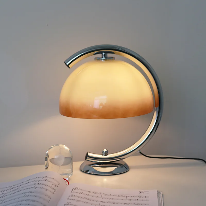 

Korea Bauhaus Table Lamp Glass Bedroom Bedside Lamp Nordic B&B Retro Decoration bedside lamp