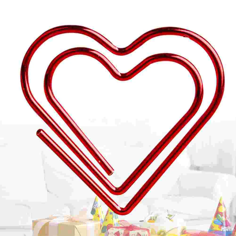 

100pcs Heart Shaped Small Paper Clips Clips for Office School Wedding Party Invitation Valentine Decoration ( Red )