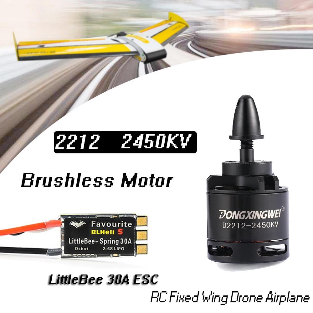 

2212 2450KV 2-3S Outrunner Brushless Motor with 30A ESC for RC FPV Fix-Wing Drone Plane Aircraft Multicopter 6040 Propeller Part