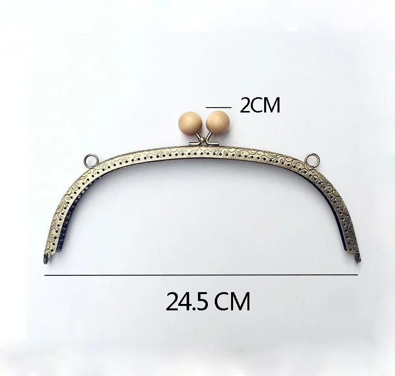 24.5cm Metal Purse Frame Clasp Handles for Coin  Handbag Accessories Bags Making Kiss Lock Bronze