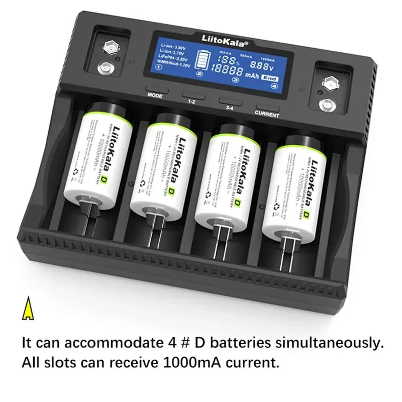 Зарядное устройство LiitoKala Lii-D4XL 21700 18650 3 7 В литий-ионный 2 NiMH/Cd 26650 26700 32700 D AAA AA 9