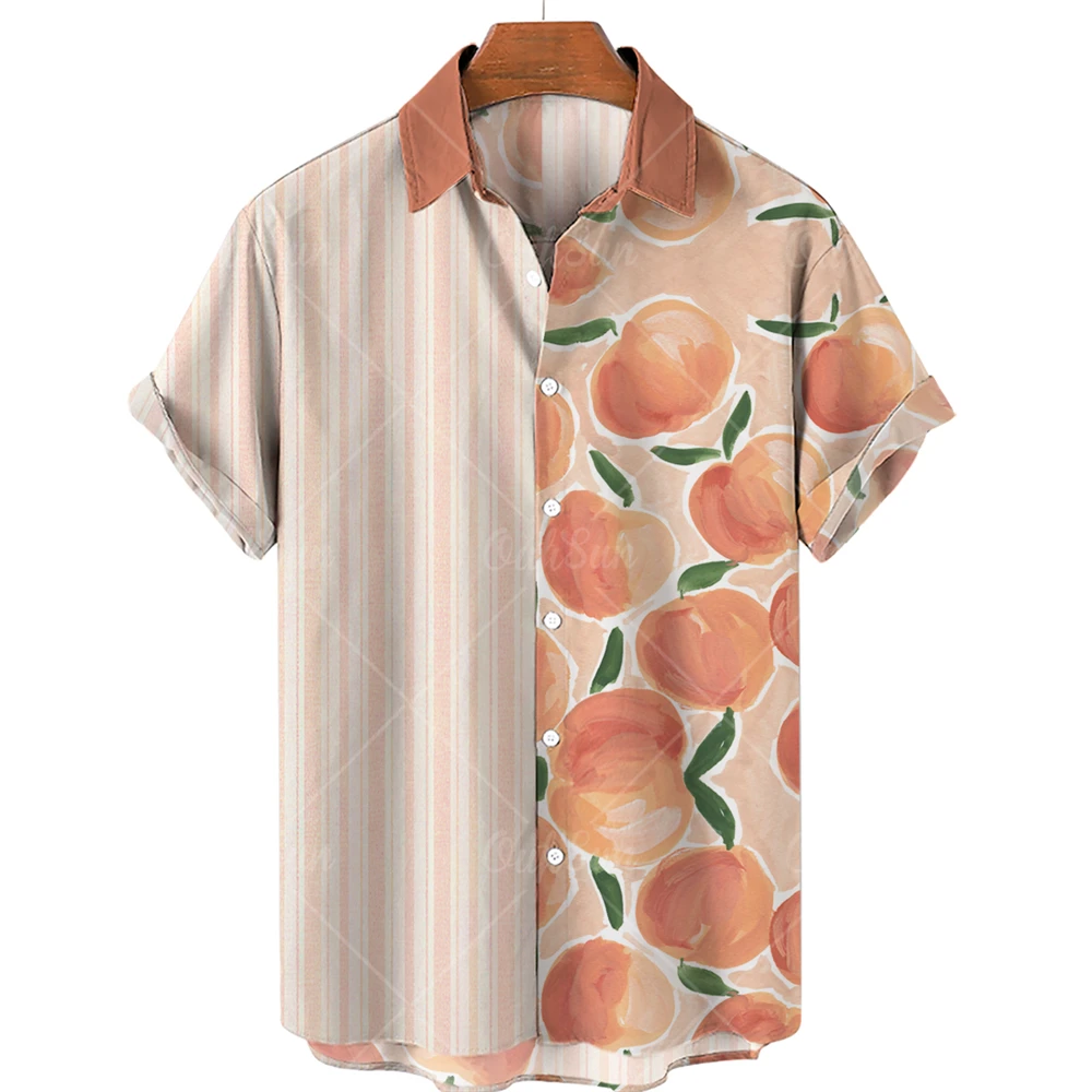 

2022 New Men's T-shirt Papaya Fruit Pattern Print Short Sleeve Summer Casual Fashion Hawaiian Shirt Breathable Fun Top 5XL