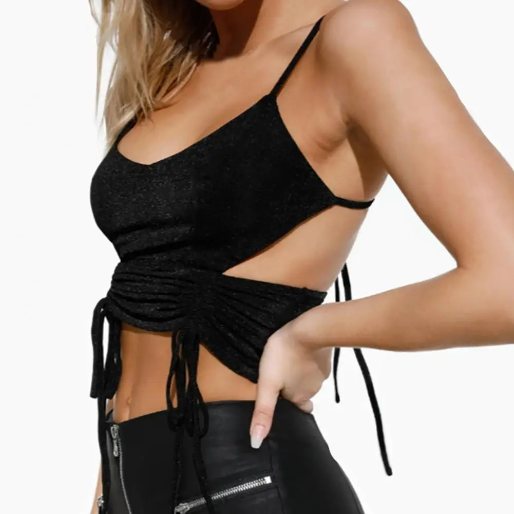 

Укороченный топ на бретельках с открытой спиной, Женский бандажный укороченный топ на шнуровке, стильный топ на шнуровке Вечерние