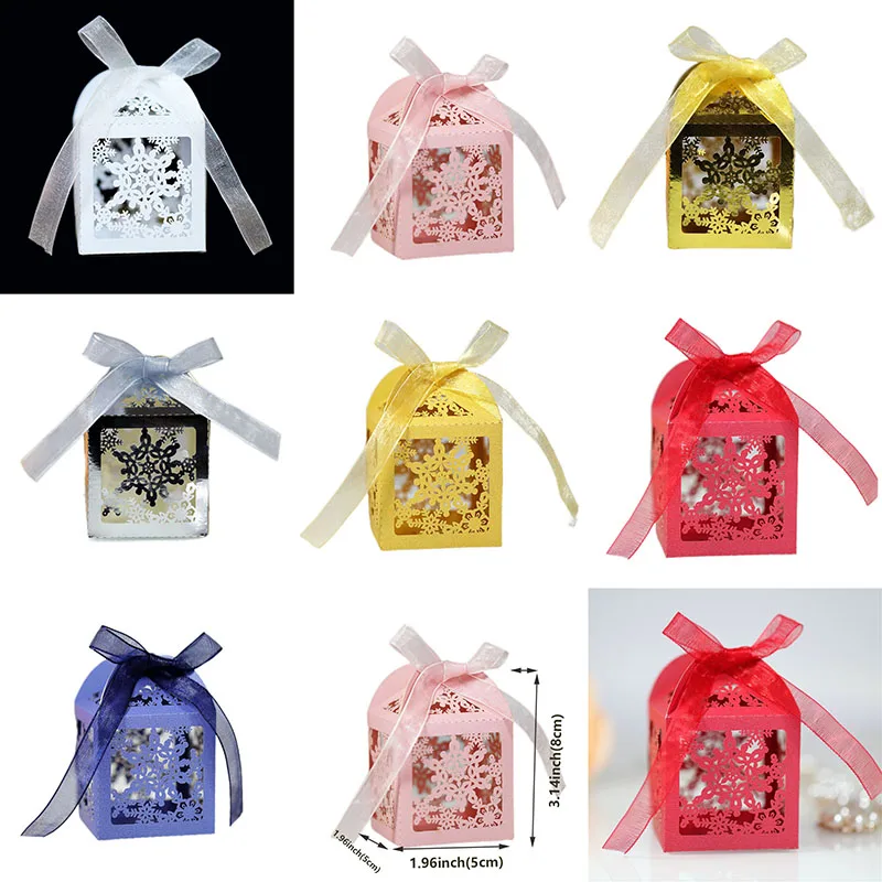 

20/30/50PCS Christmas Snowflake Laser Cut Candy Box Gift Packing Box Xmas Bag Festival Party Favors for Guests Baby Shower Decor