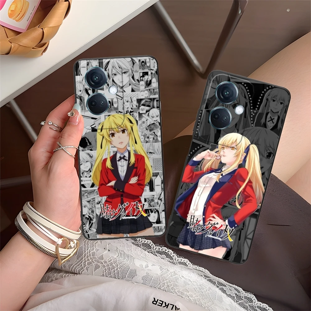 Kakegurui Mary Anime Mobile Cell Phone Case for OPPO Find X5 X3 X2 A93 Reno 8 7 Pro A74 A72 A53 Black Soft Cover Shell