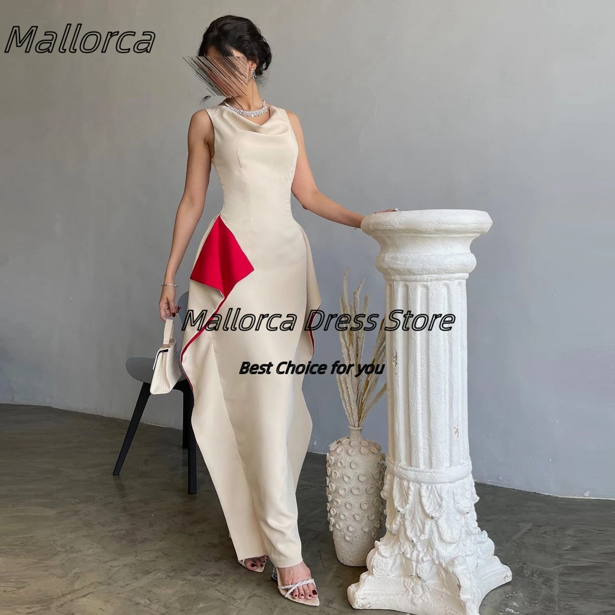 

Mallorca Contrast Color Mermaid Dresses for Evening Party Sleveless Zipper Back Prom Dress Long Maid of Honor Wedding Banquet