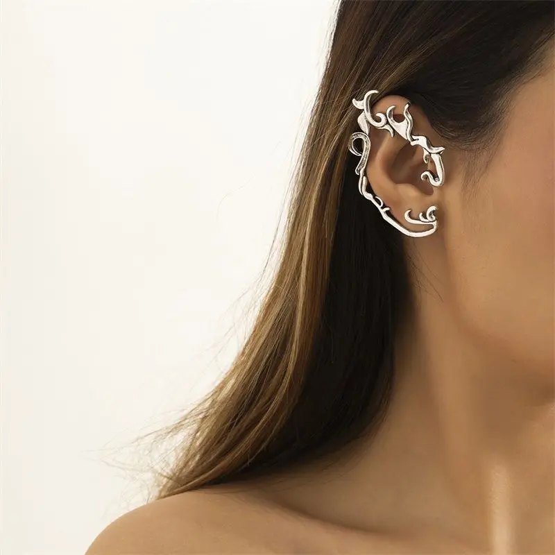 

2022 New Fashion Silver Vine Earrings for Woman Elegant Silver Irregular Twist Elf Ear Clip Wedding Jewelry Wholesale Gift Charm