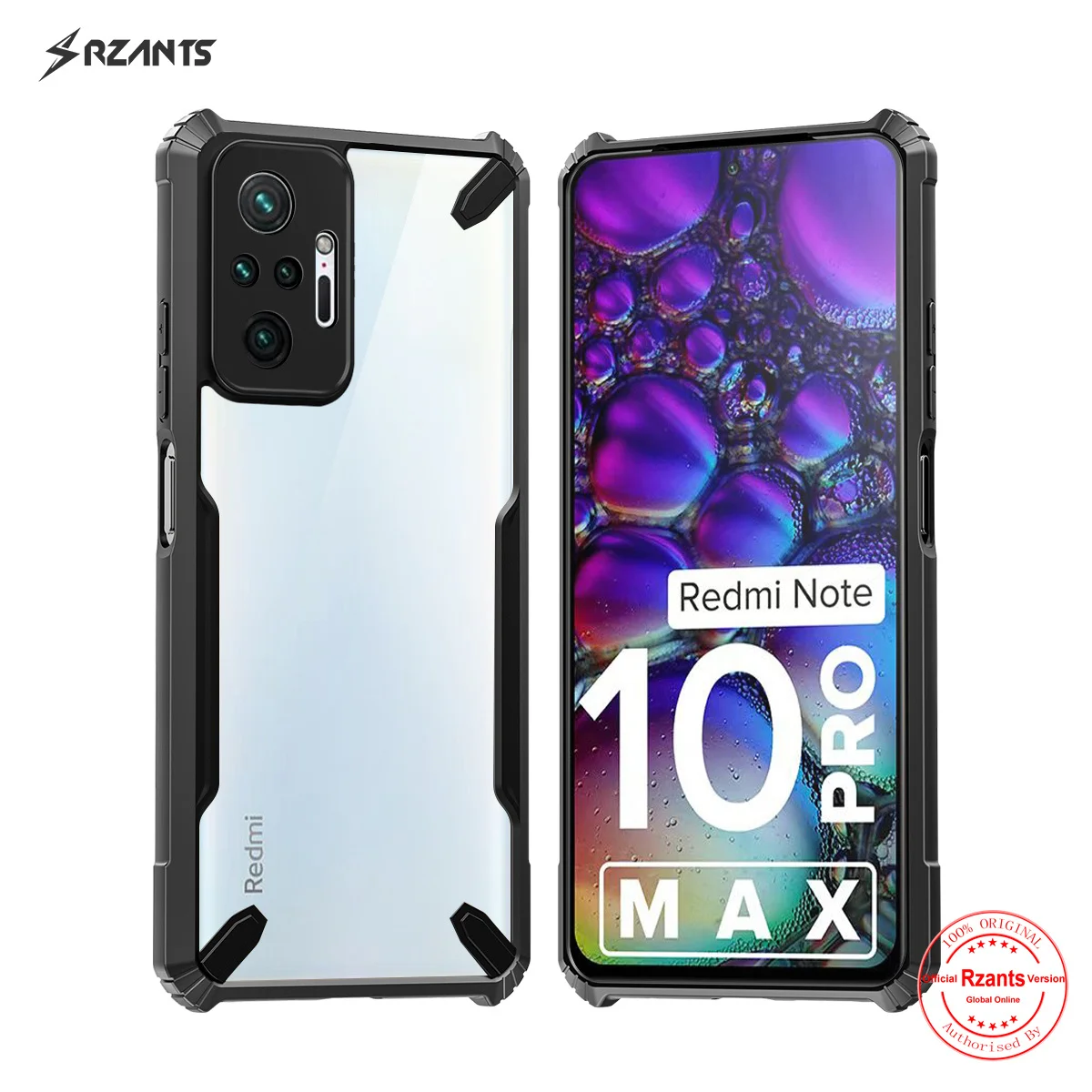 

Rzants For Xiaomi Redmi Note 10S 10 Pro Max Clear Case [Bull] Design Cover Slim Thin Strong Protection AirBag Crystal Casing