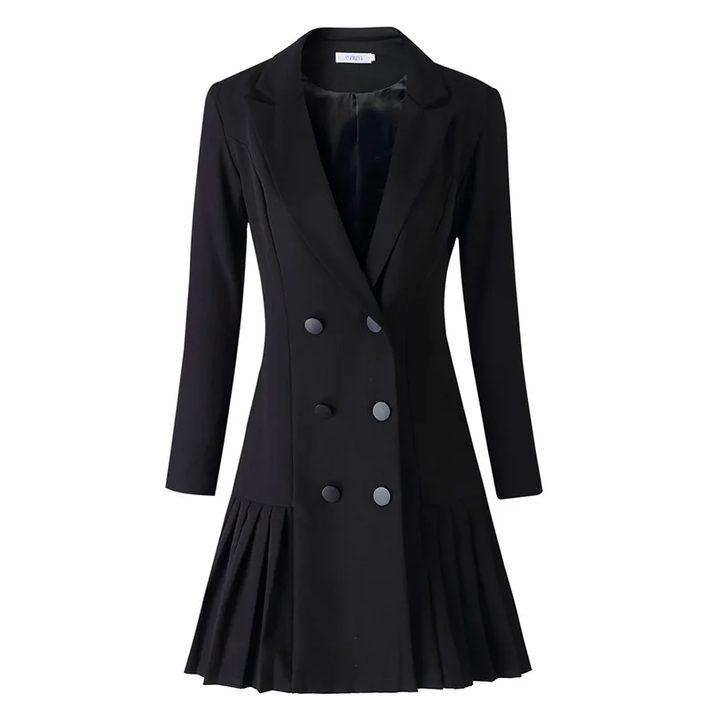 2021 Women Long Blazers Dress Black Red Double Breasted Suits Office Lady Work Formal Blazer Plus Size Spring Autumn New Suits