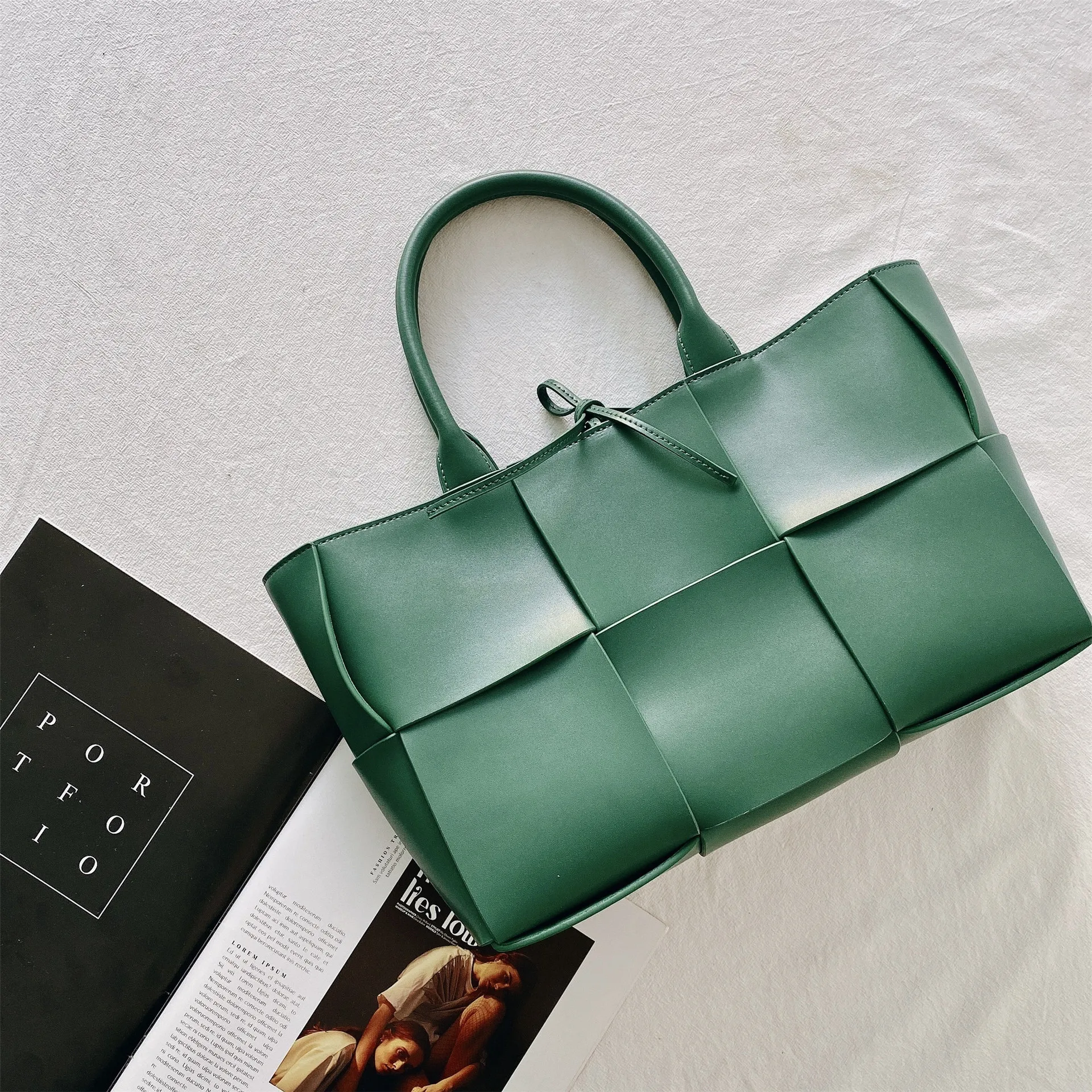 Brand Designer Tote Bag Women Knitted Handmade Genuine Leather  Luxury Brand Handbags Top Quality Shopper Bag Satches