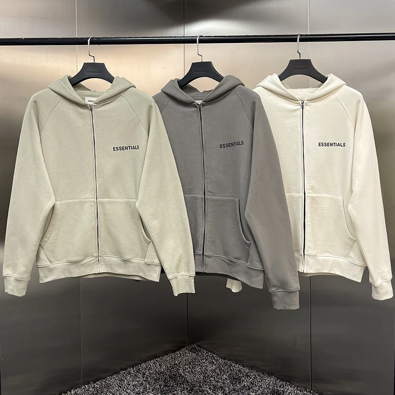 

ESSENTIALS Hoodies Men Women's Oversize Best Quality Fashion Cotton Hip Hop High Street Hooded Sweatshirts With Zipper