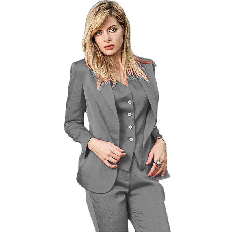 Women's Suit 3 Piece Formal Business Workwear Solid Color Blazer Pants Suit Party Dress спортивный костюм женск enlarge