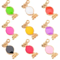 20pcs 1710mm colorful candy color double sided enamel alloy charm pendant for jewelry making diy bracelet earrings ornament