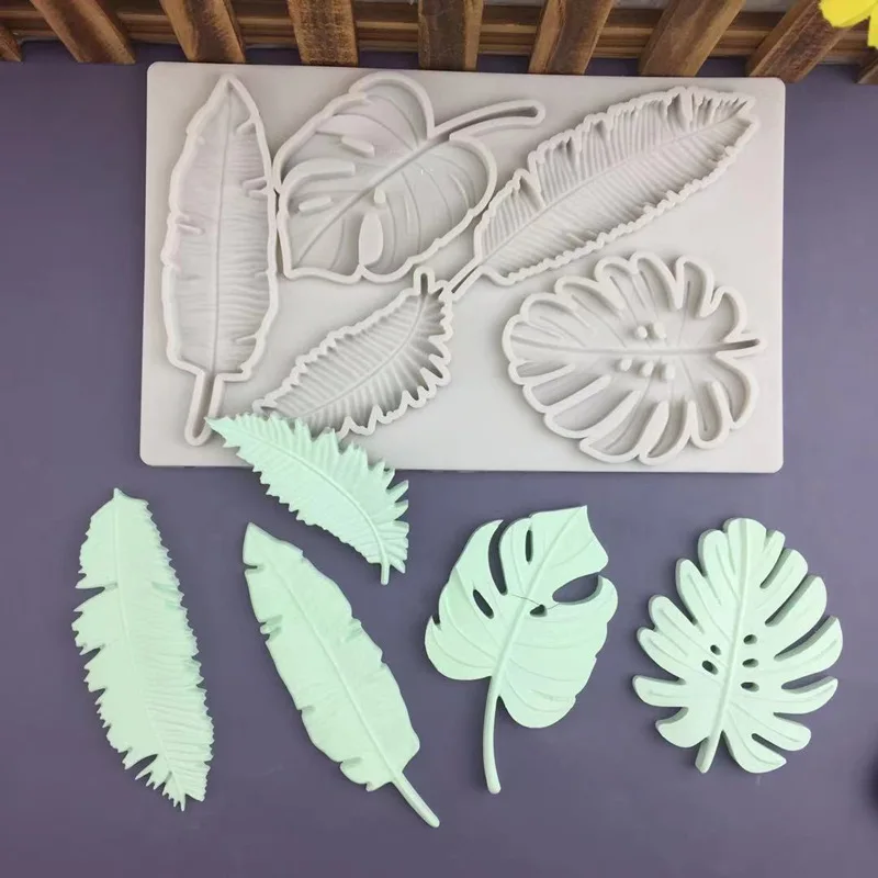 

Large Leaf Silicone Mold DIY Epoxy Resin Coaster Plaster Casting 3d Modeling Panel Cake Candel Decoration Silikon Form Mould