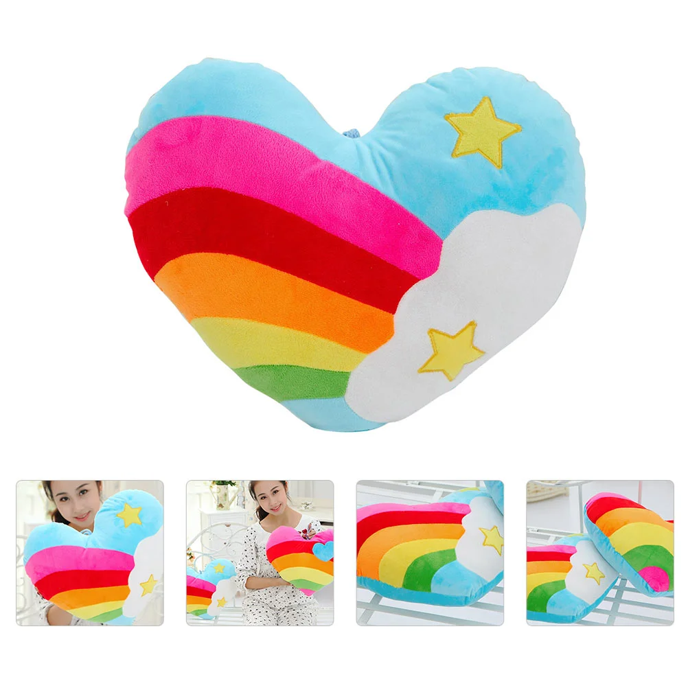 

Rainbow Heart Plush Pillow Throw Shape Shaped Wedding Cushion Decor Cushions Pp Cotton Child Couch