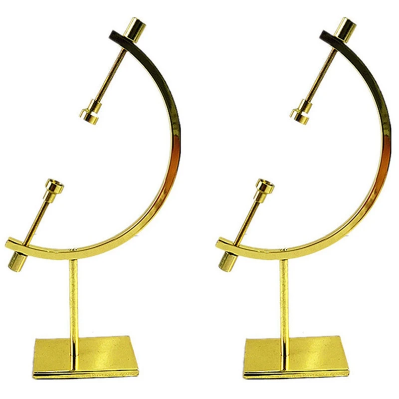 

2X Globe Crystal Ball Stand Glass Ball Display Stand Metal Gold Decorative Ornaments Crafts(S)