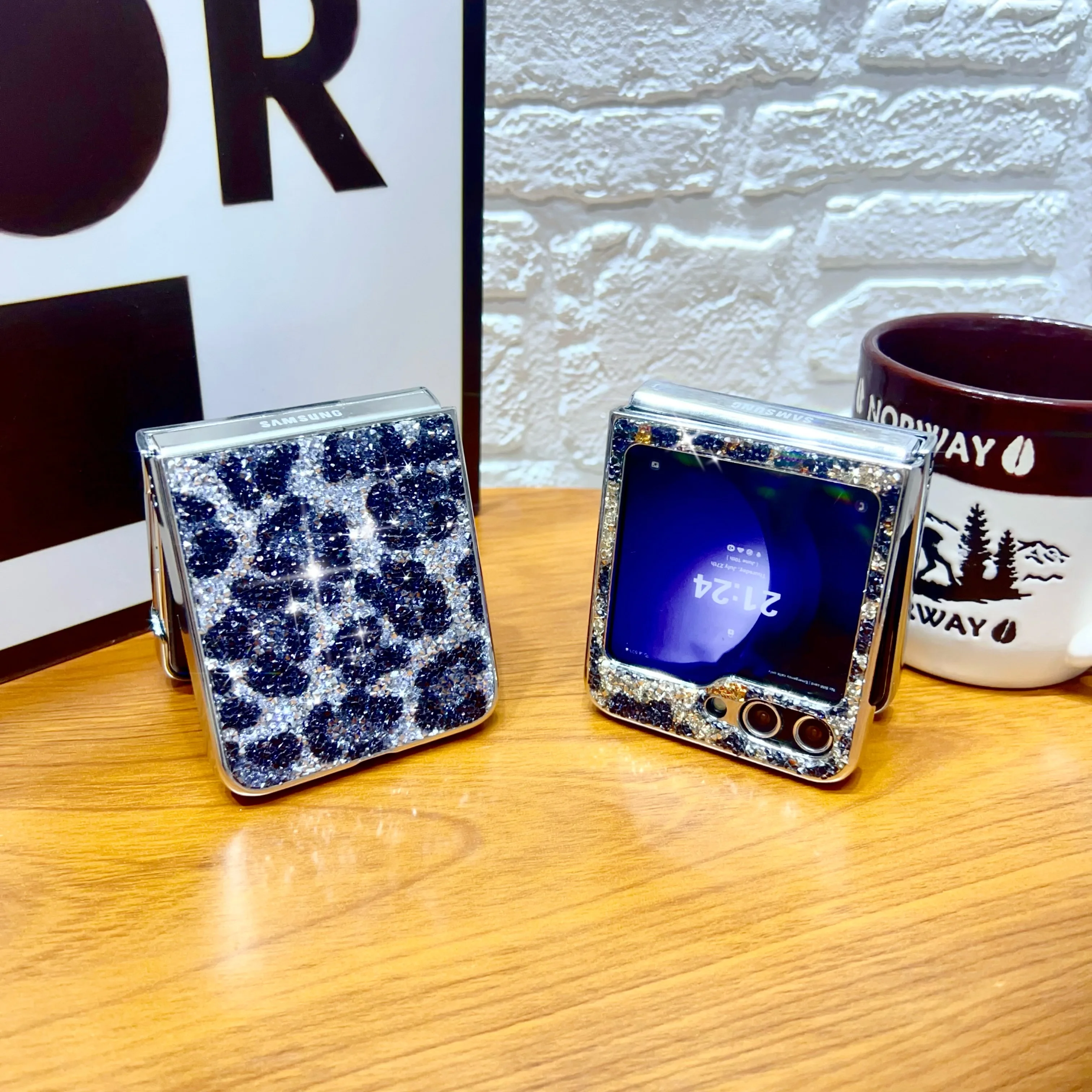 Складной защитный чехол Lovebay с блестками и алмазным леопардовым принтом для Samsung