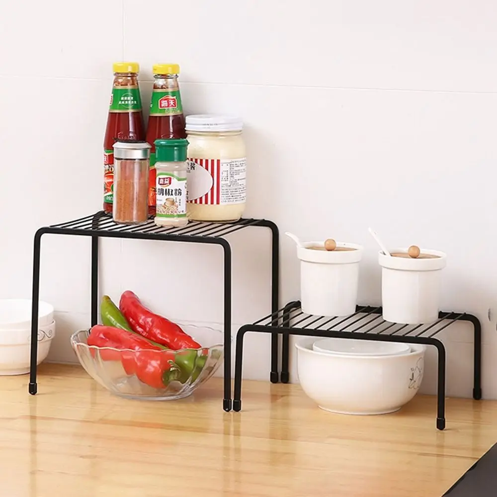 

Single Layer Iron Kitchen Storage Rack Durable Hollow Draining Seasoning Bottles Shelves Drying Closet