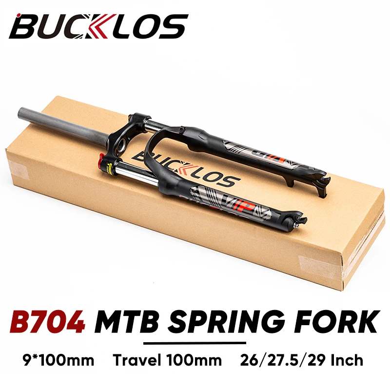 

Вилка подвеска BUCKLOS MTB 26/27, 5/29 дюймов, велосипедная Механическая передняя вилка 9*100 мм, быстросъемная, для горного велосипеда