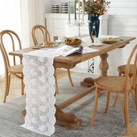 french white embroidered cotton thread lace table runner wedding festival decoration easter decor rectangle cover table cloth