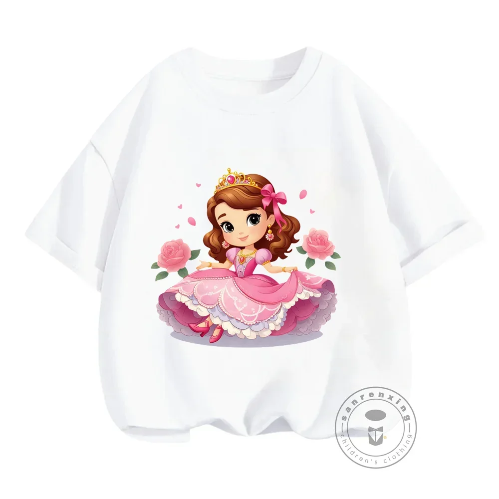 Детская летняя хлопковая футболка с принтом Солодное сердце Софии унисекс