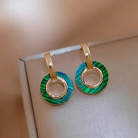 high sense temperament green circle dangle earrings for women vintage gold hoop earring 2022 new trend fashion elegant%c2%a0jewelry
