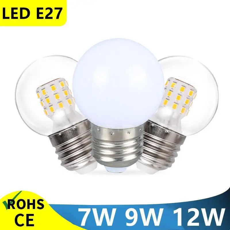 4 шт. светодиодные лампочки E27 для дома 7 Вт 9 12 круглые светодиоды G45 SMD2835 230 В