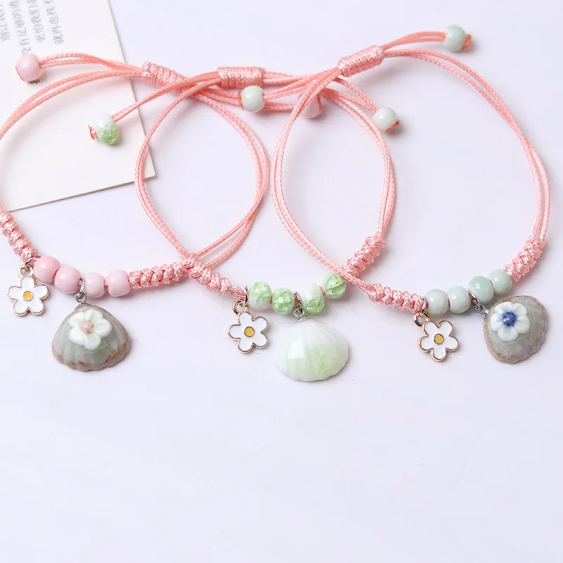 

Women Simple Flower Leaf Ceramic Bracelet Handmade DIY Artware Retro Bracelets for Woman Girl Gift Jewelery with Delicate Box