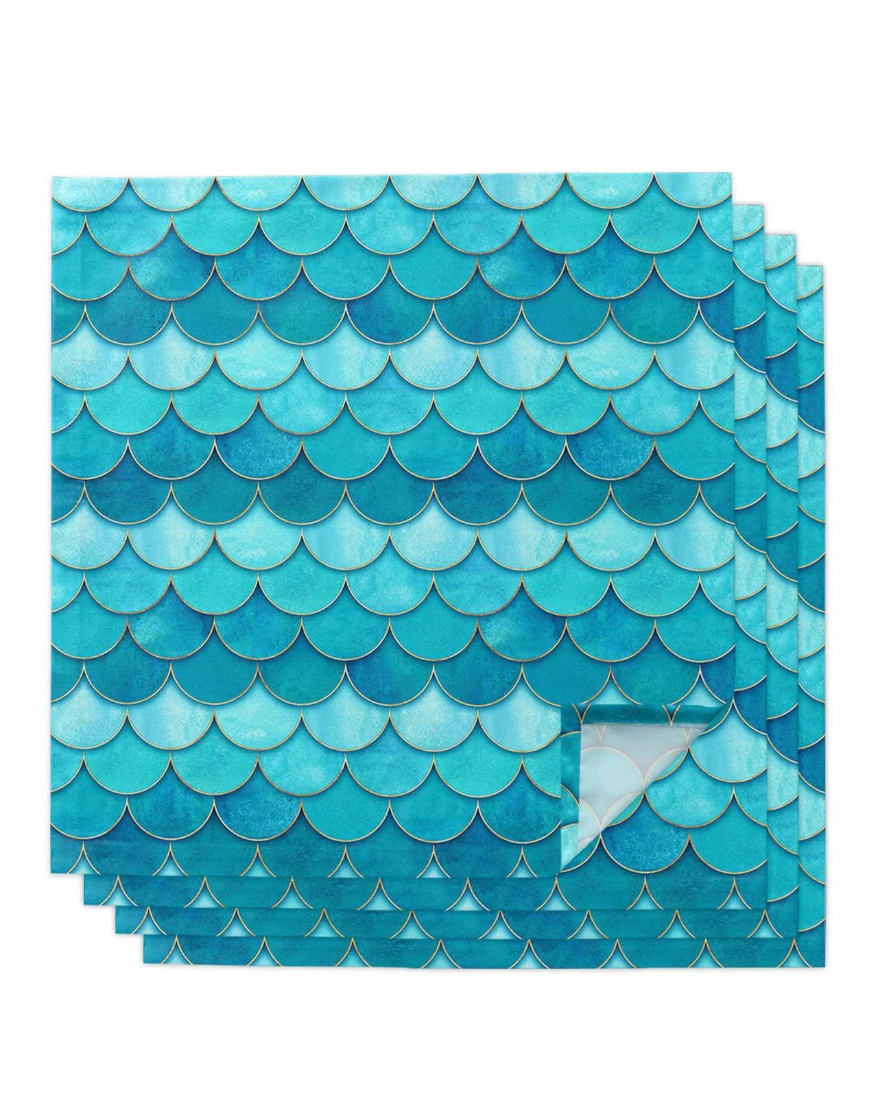 

4pcs Gradient Fish Scales Water Green Square 50cm Table Napkin Wedding Decoration Table Cloth Kitchen Dinner Serving Napkins