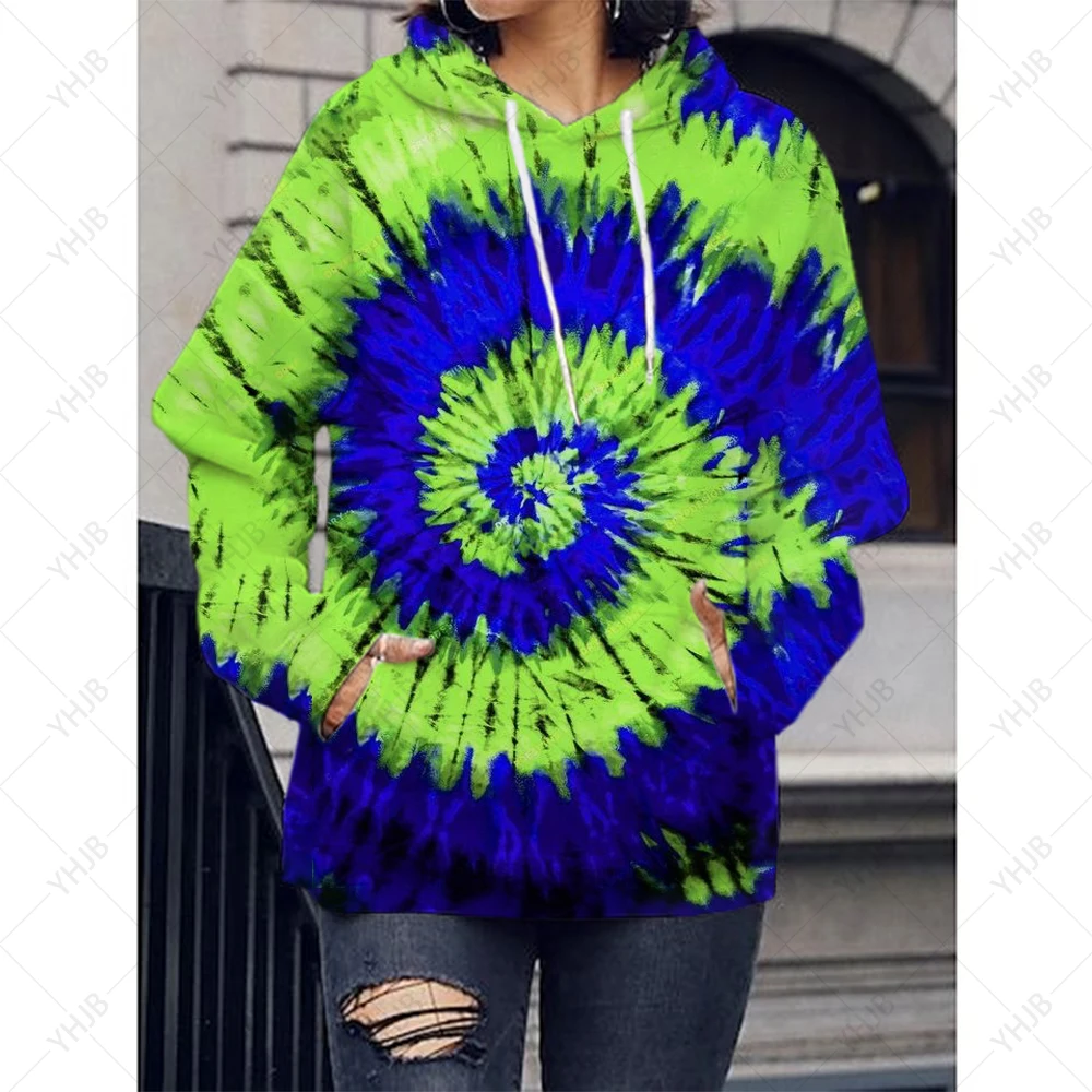 

Women's Hoodie Fashion Pocket Hoodie Splash Colorful Tie Dye 3D Printed Hip Hop Rainbow Hoodie Sweatshirt Hip Hop Casual Hoodie