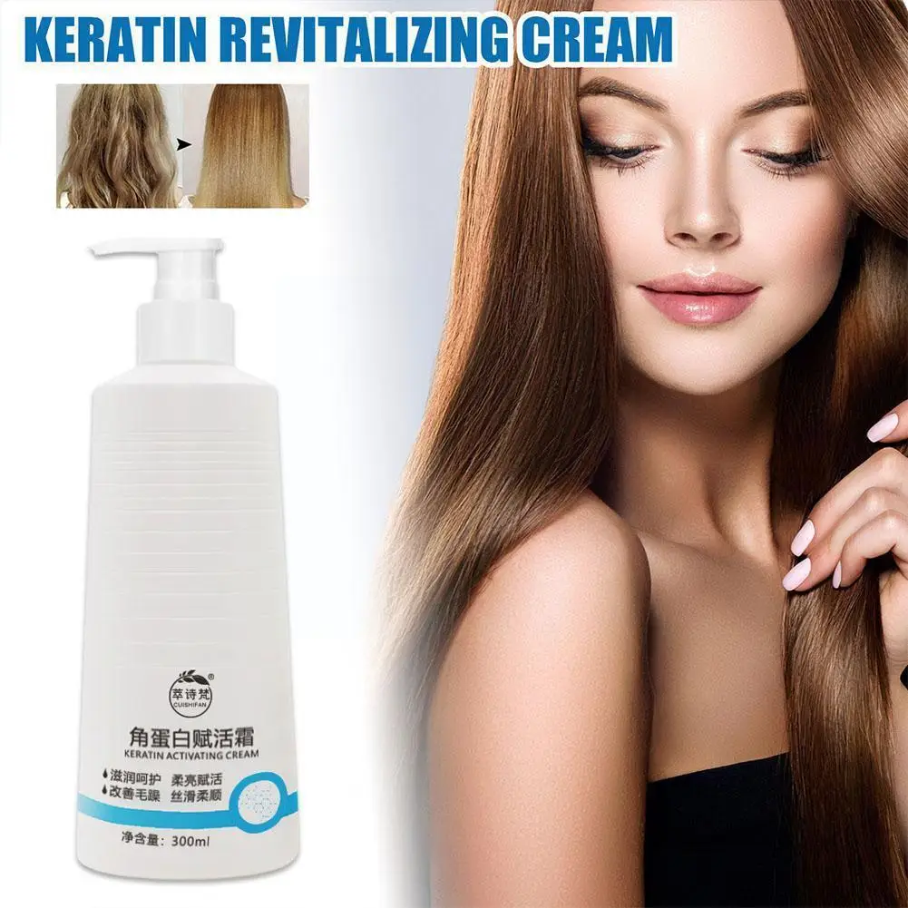 

300ml Keratin Conditioner Deep Cleansing Moisturizer Keratin Revitalizing Cream Conditioner For Damaged Dry Hair & Split En U9T3