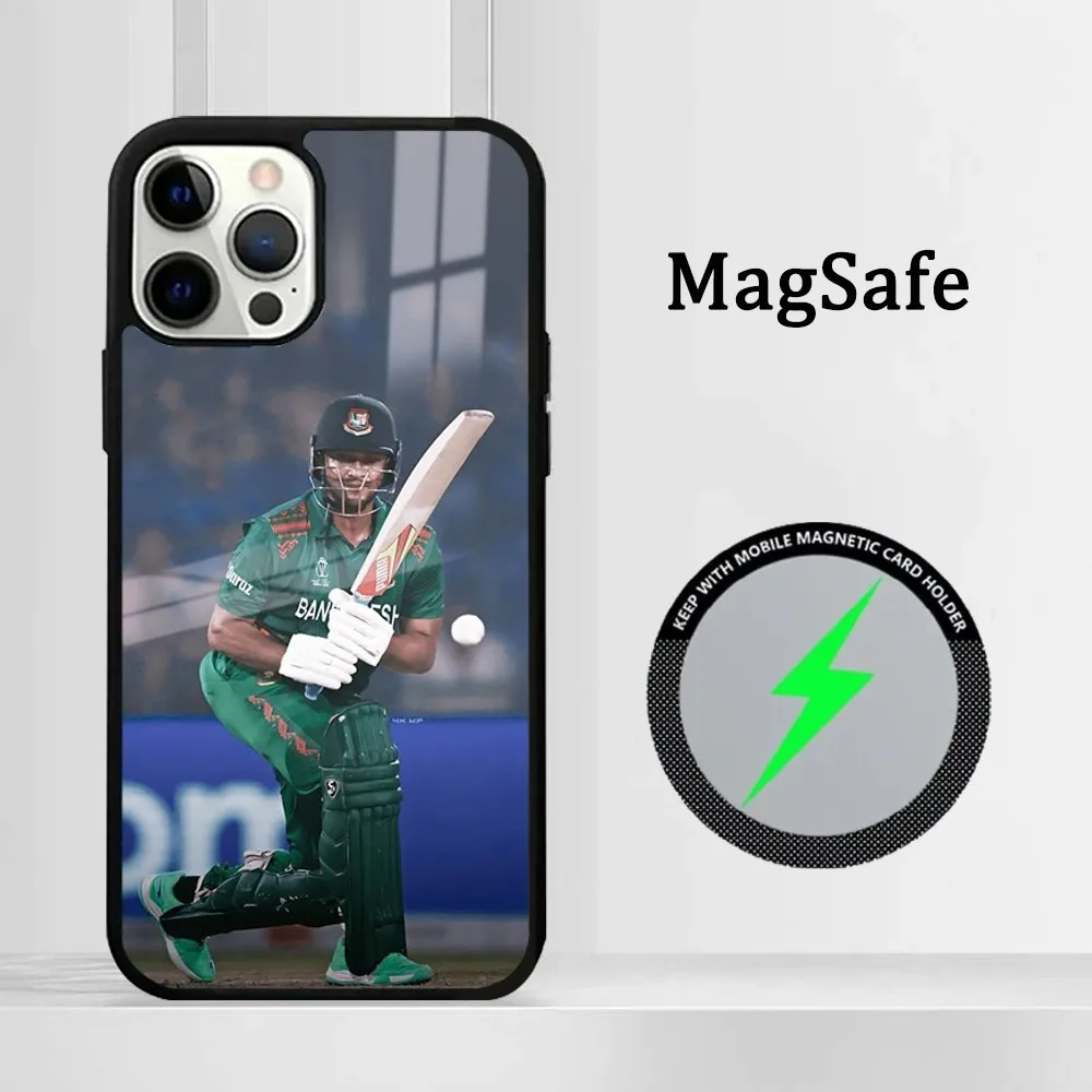 Чехол для телефона Cricketer Shakib Al Hasan iPhone 16 15 14 13 12 11 Pro Max Plus Mini Magsafe Mirror беспроводной