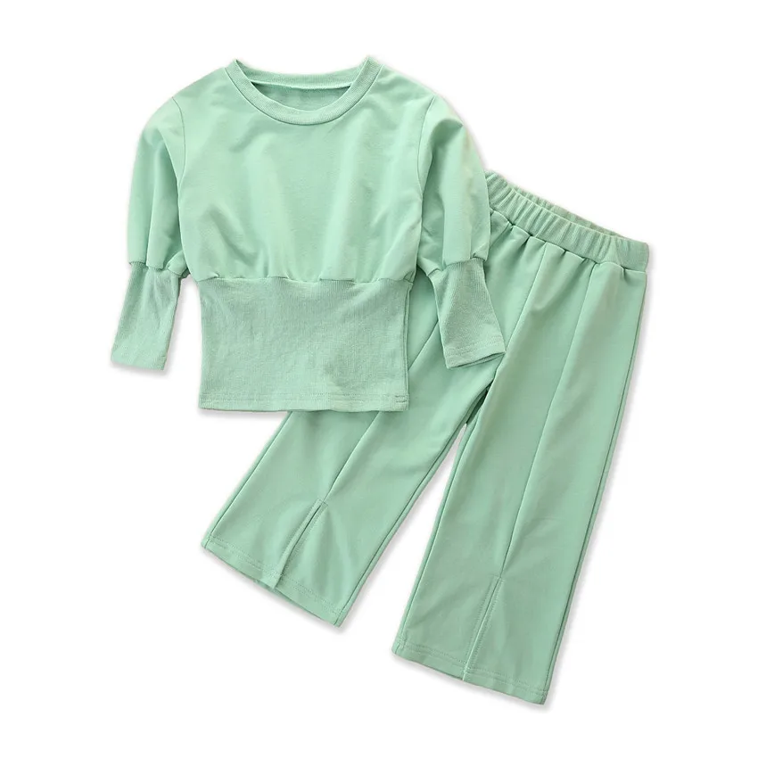 

Осенний Детский комплект для девочек, повседневные Костюмы, футболка с длинным рукавом + штаны, одежда для девочек