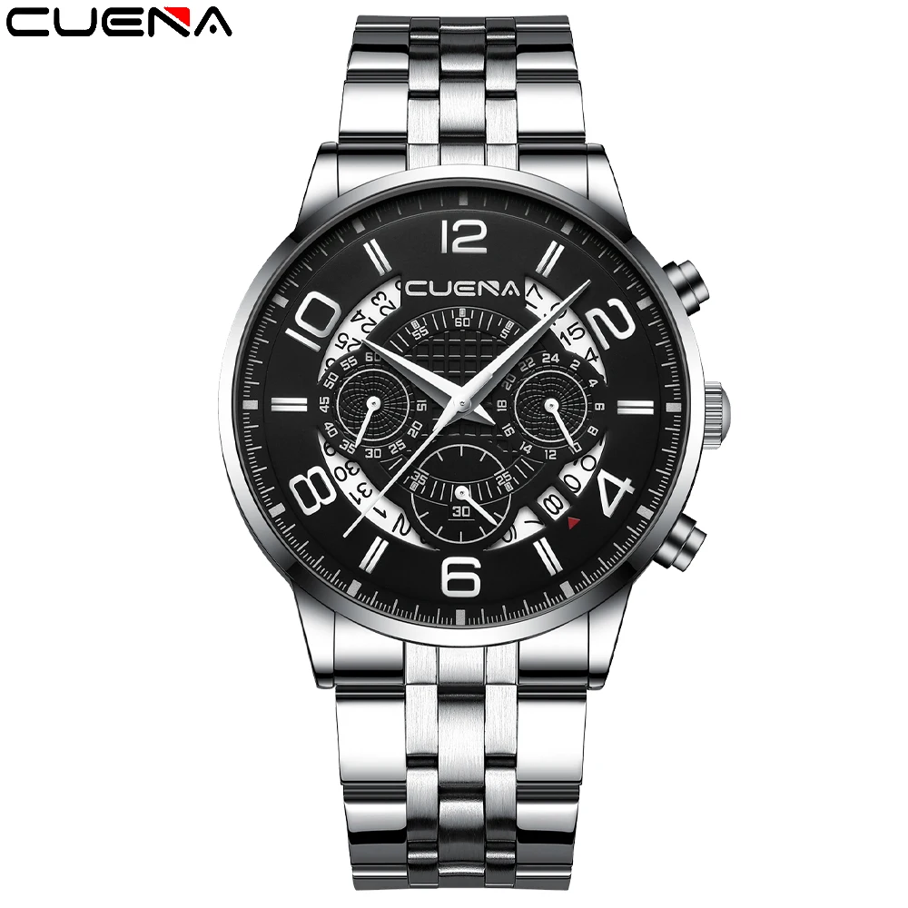 

Мужские кварцевые часы с автоматической датой, нержавеющая сталь