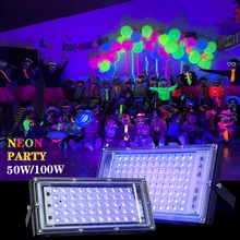 LED UV 투광 조명, 자외선 무대 램프, 형광 효과 조명, DJ 디스코 파티 무대 백라이트, 395nm, 400nm, 220V, 50W, 100W, 150W