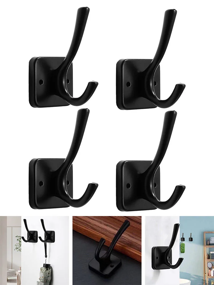 

4PCS European Retro Bathroom Wall-Mounted Towel Hook Bath Towels Coat Hanger Hook Simple Aluminum Alloy Hook Hardware