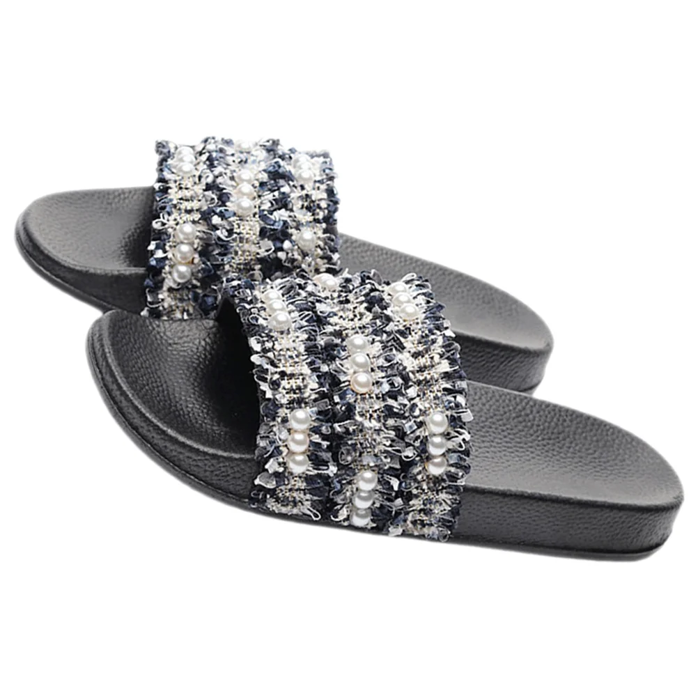 3 Pairs  Women Pearl Sandals Braided Pearl Flat Sandals Summer Flat Sandals Slippers