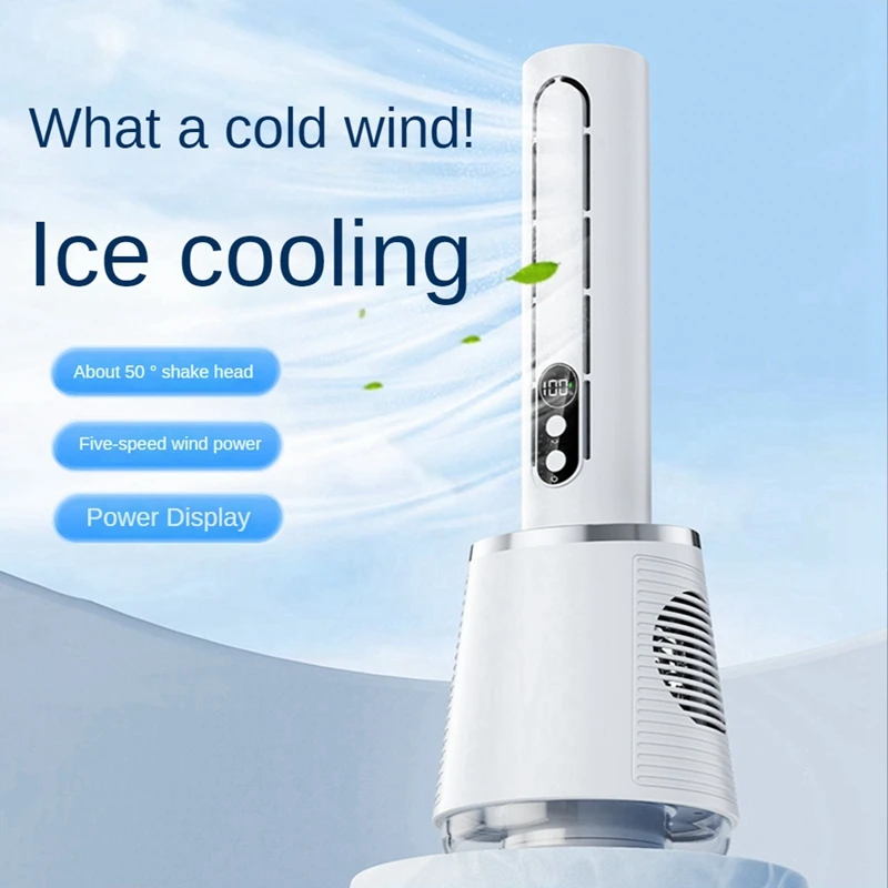 

Air Conditioner Fan USB Water Mist Fan Personal Air Cooling Leafless Fan Desktop Humidification Desk Fan 5 Wind Speeds