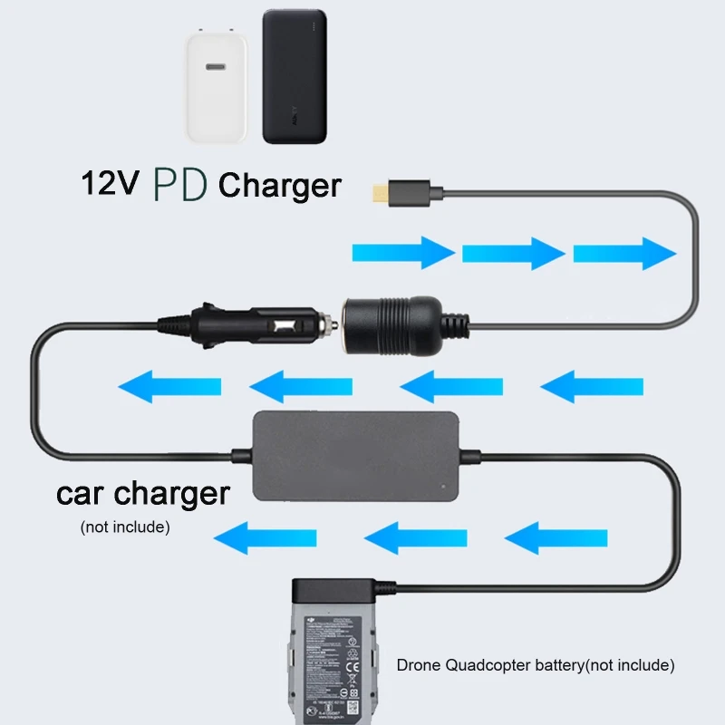

USB C Port to 12V Car Cigarette lighter Socket Female Converter Adapter Cord Power Converter for Car Driving Recorder H8WE