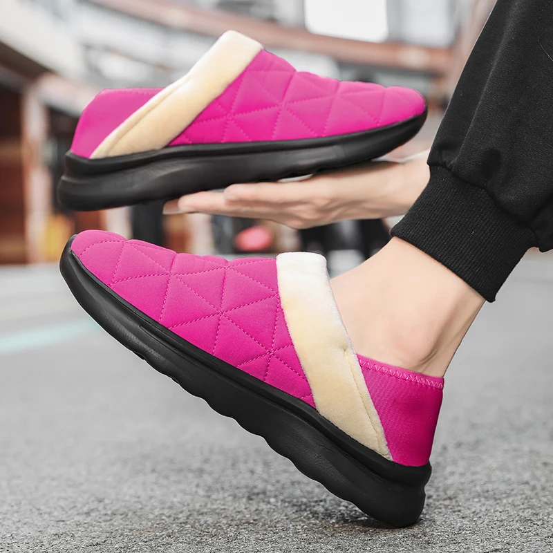 Winter Plush Shoes Indoor Walking Shoes Men Women Unisex Size 37-46 Waterproof Snow Cotton Slippers Warm Soft Rubber Platform