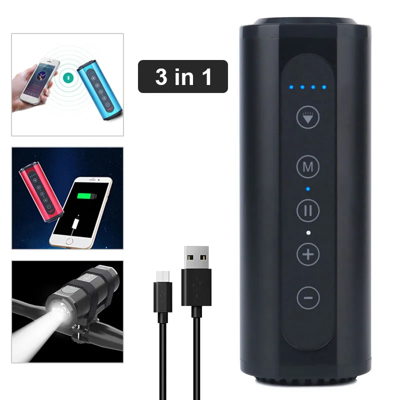 

3 в 1, водонепроницаемая Bluetooth-Колонка для велосипеда, 6000 мАч