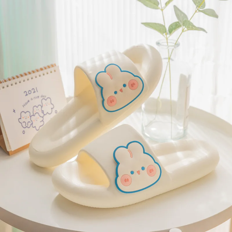 Rabbit Slippers Ladies Cute Platform EVA Sandals Couples Summer Soft Sole Indoor Bathroom Shoes Non-Slip Comfort Home Slides