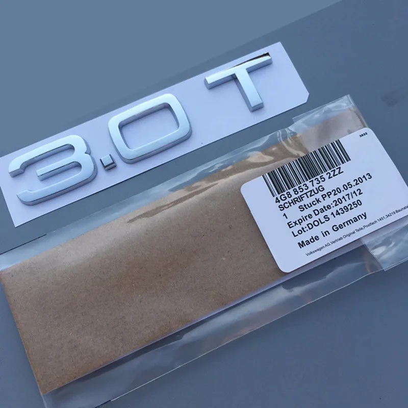 Серебристая хромированная эмблема для Audi 1 8 T 2 0 4 3 6 A3 A4 A5 A6L A7 A8L Q3 Q5 Q7