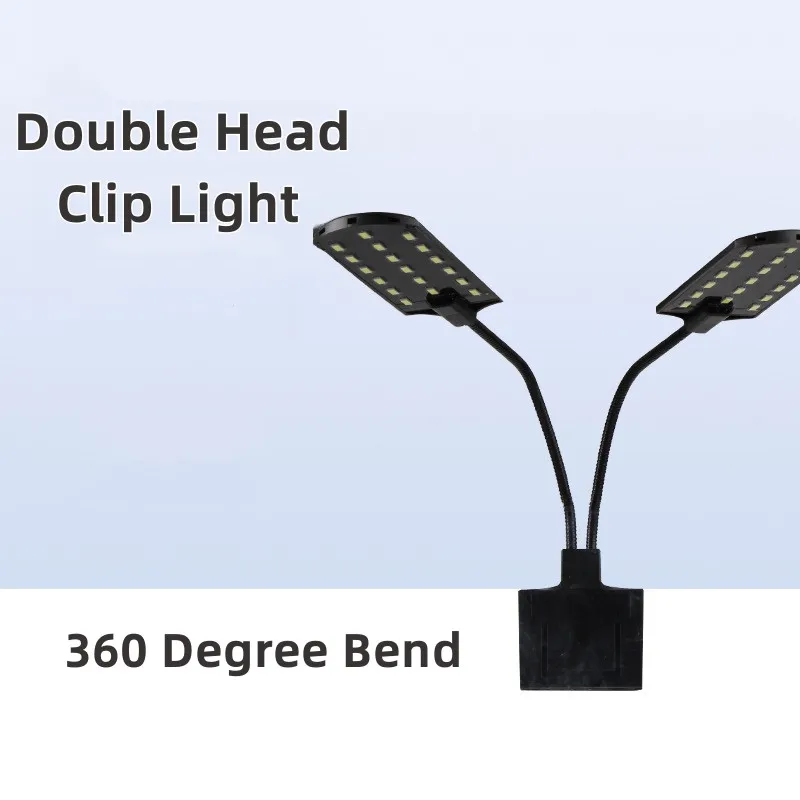 

Super Slim LED Aquarium Fish Tank Double Head Light Lighting Aquatic Plant Grow Light Extensible Waterproof Clip on Lamp
