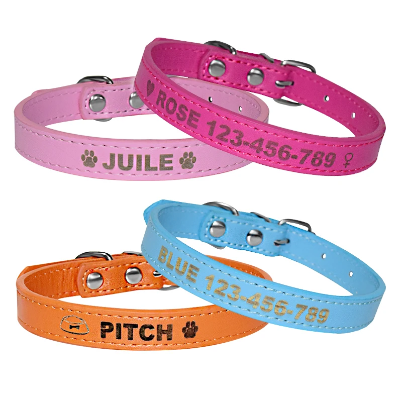 Именной ошейник для собак индивидуальная гравировка имени маленьких средних и