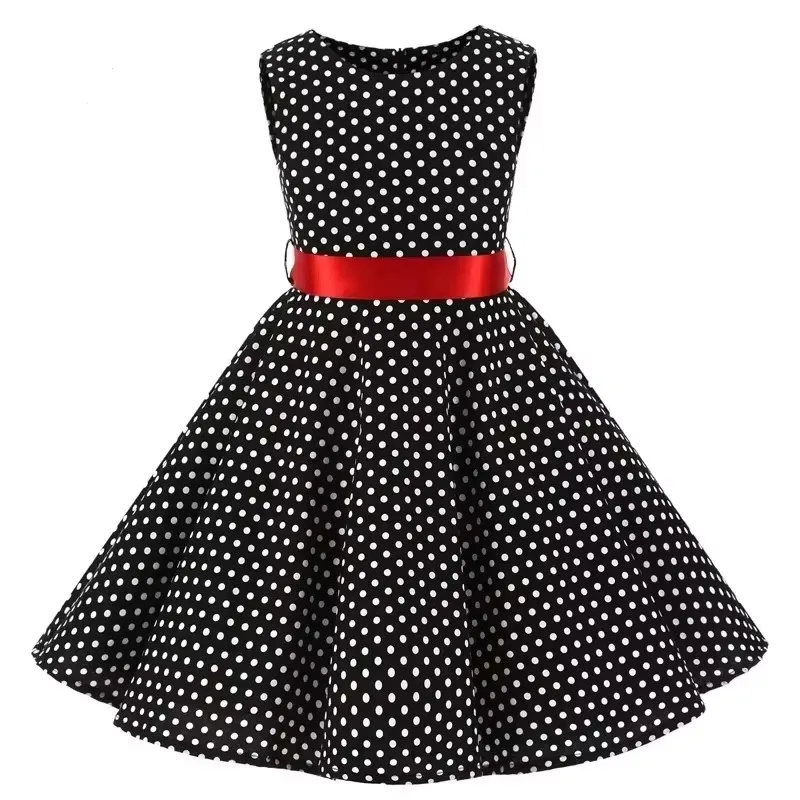 Фото Polka Dot Vintage Kids Cotton Dress Flower Floral Midi Summer Dress Baby Girl №4